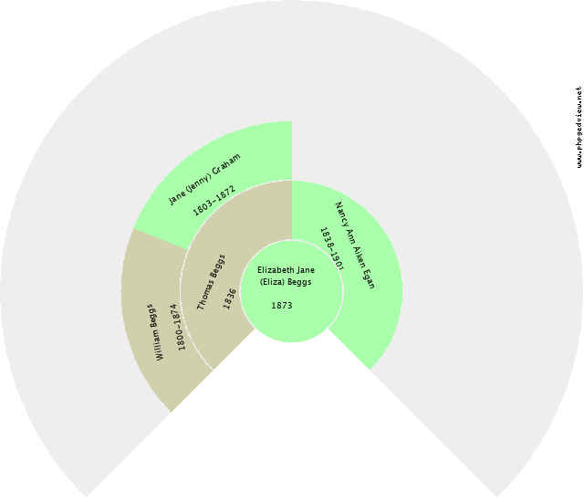 Elizabeth Jane (Eliza) Beggs Circle Diagram